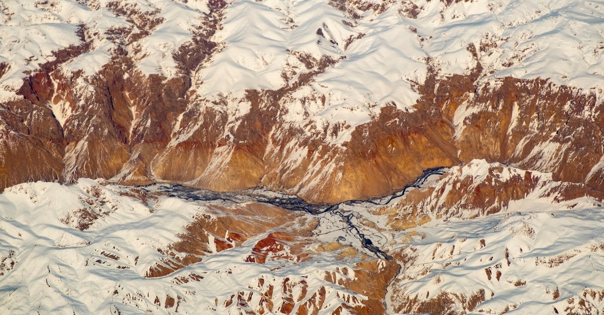 Breathtaking aerial view of snow-capped mountains in Afghanistan during winter.