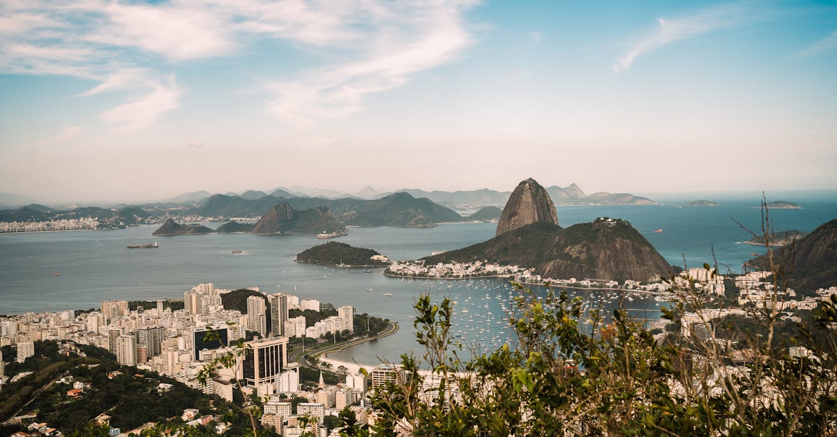 Stunning aerial view of Sugarloaf Mountain in Rio de Janeiro, showcasing vibrant cityscape and ocean.