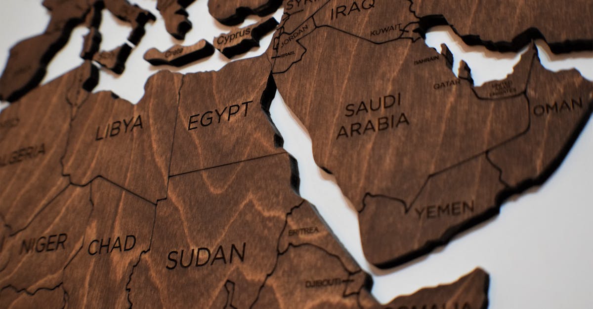 Detailed wooden jigsaw map featuring countries from North Africa and the Middle East.